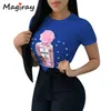 Magiray Parfum Sexy T-shirt Femmes 2021 Été Harajuku Coréen Drôle Paillettes Perles T-shirt Femme Unique Tops Blancs C123 X0628