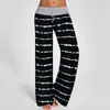 Women's Pants Bottoms Floral Stripe Printed Loose Long Pajama Pants Female Trousers Stretch Drawstring Plus Size Casual Pants 210712