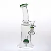 Grön hookahs Rökning Bongs 20cm lång med matchande 14.4mm Joint Bowls Glass Bongs Oil Rigs