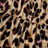 Summer Leopard Halter Pescoço Ruffle Decor Macacões para Mamãe e Me 210528