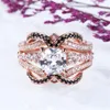 Trouwringen Luxe Vrouwelijke Geometrische Zirkoon Grote Ring Set Leuke Rose Gouden Kleur voor Dames Trendy Crystal Steen Engagement