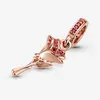 Authentique 925 Bracelets de perles en argent Rose Flower Dangle Charm Slide Bead Charms Convient aux bracelets de bijoux de style Pandora européen Murano