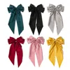 Nowa Moda Bowknot Streamer Hairpin Woman Girls Satin Wstążka Barrette Bow Back Head Spring Clip Heatwear Akcesoria do włosów