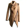여성 불규칙한 후드 지퍼 양털 겨울 스웨트 셔츠 긴 스웨트 셔츠 후드 따뜻한 재킷 코트 수다 데라 무지르 S-3XL 201208