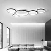 Modern Acrylic & Metal LED Ceiling Lamp Black Round Rings Aisle Parlor Bedroom Restaurant Cafe Lighting Fixture Lights