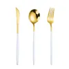Roestvrijstalen bestek Gouden vaatwerk Diner Sets Lepel Fork Mes Dish Set Keuken Servies Witgoud Staal Set 211012