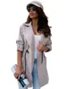 Dames Trench Coats Office Lady Overcoat 2022 Fashion Turn Down Collar Drawtring Medium en Long Wind Breaker Coat