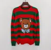 Kvinnor Toppar Sweater Wool Knits SweatshirtStees Animal Pattern Round Neck Striped Bear Necks Lady Slim Tröjor Långärmad Sm Skärgård Vår Höststil