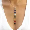 7 Chakra Gem Piedra Beads Colgante Collar Mujer Yoga Reiki Curación Equilibrio Maxi Chakra Collares Bijoux Femme Joyería