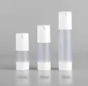 15 ml 30 ml 50 ml Airless Bouteille Essence Pompe À Vide Givré Blanc Bouteilles Rechargeables Liquide Maquillage Conteneur Outils 100 pcs SN3028