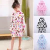 Moda Manga Longa Com Capuz Bathrobe Childrôbe Crianças Pijamas Bebês Meninas Meninas 3-8yrs 211130