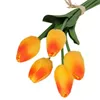 Flores decorativas grinaldas sem molhar couro falso 15 polegadas de longa haste falsa tulipa decoração para casa