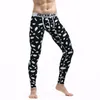 Vêtements de nuit pour hommes Casual Mode Thermo Vêtements Hommes Leggings d'hiver Coton Long Johns Low Rise Imprimé Pantalon Thermique Hommes Under286e