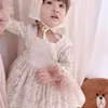 Lolita Baby Girl Dress Style Haft Koronki Urodziny Party Z Sash Kids Clothes 1-5y YM001 210610