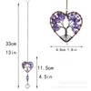 Purple Hanging Crystal Suncatcher Life Tree Stone Beads Prism Pendants Maker Drops Hang for Window, Home Decor, Car Charms