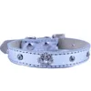 Collare per cani in pelle alla moda Accessori con borchie in cristallo Ciondolo a forma di corona di diamanti per collare Cinturino per collo Forniture per cani di piccola taglia X0703
