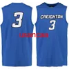 Anpassad xxs-6xlCustom Made #3 Creighton Bluejays College Man Women Youth Basketball Tröjor för alla namnnummer