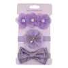 Moda 3 pçs / lote meninas bebê chiffon flor headbands shiney bowknot headwear recém-nascido crianças acessórios de cabelo conjunto foto adereços