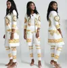 European and American women's Two Piece Pants fashion digital printing full diamond shiny sleeve jacket + trousers suit