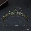 Vintage Barock Green Crystal Små Tiaras de Noiva Smycken Retro Bridal Crown Headpiece Bröllop Hårtillbehör för kvinnor