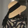 Cloche Słomka dla kobiet UPF50 Sun Black Wstbon Węzeł szeroki rdzeń Brim Tarte Bucket Summer Beach Cap Hat T2006022976502