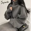 Syiwidii Blue Turtleneck Sweaters for Women Fall Winter Pullovers Short Knitted Loose Korean Top Fashion Casual Jumpers 210922