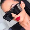 Fashion Oversized Square Sunglasses Gradient Big Frame Sun Glasses For Women One Piece Gafas Shade Mirror Clear Lens