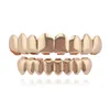 Hop Glänzend Kupfer Hüfte Dental Grills Acht Zähne vergoldet Lange Hosenträger Frauen Männer Party Schmuck Grills Set Großhandel Kostenloser Versand