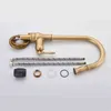 Antique Brass Kitchen Faucet Pull Out Kitchen Sink Faucet Single Handle Faucet 360 Rotate Kitchen Tap Cold Water Mixer Crane 211108