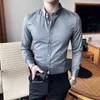 Chemises d'affaires de haute qualité pour hommes Chemise décontractée à manches longues Chemises habillées Slim Fit Streetwear Social Party Blouse Camisas 210527