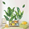 Pintados à mão verde banana folha adesivos de parede para sala de estar quarto de parede decoração de vinil decoração de parede decoração de casas 211124