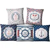 Foreign trade ship anchor sailor nautical American marine style linen pillowcase home fabric sofa Mediterranean cushion Pillowcases free