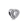 Sparkling Levelled Hearts Charm Fits Original Snake Chain Bracelets For Woman DIY Sterling Silver Jewelry 2020 Winter Beads Q0531