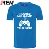 I Paused My Game To Be Here Men T-shirt Funny Video Gamer Gaming Player Humor Joke T Shirts Letter Print Tops 210716