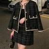 Style européen automne hiver 2 pièces ensemble femmes court laine Tweed veste manteau moulante Mini jupe deux tenues 220302