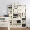 Fashion Home Paper Storage Box Color Covered Collapsible Office Bookcase Finishing Bedroom Clothing Shoebox Drawer Organizer Y200628