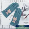 Cute Cartoon Cat Embroidery Plus Velvet Thicken Cycling Warm Mittens Women Winter Suede Leather Touch Screen Driving Gloves D92 Factory price expert design Quality