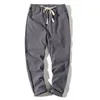 Joggingbyxor Män Sommar Regular Drawstring Harem Byxor Solid Vit Elastisk Midja Casual Byxor Japanska Mode Kläder 210601