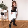 Gooporson Fashion Korean Loose Little Girls Long Sleeve Shirt Two Piece Set Blouse Cute White Long Tops Autumn Children Costume 210715