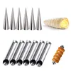 UPORS 12pcs / set tubes cannoli en acier inoxydable crème corne moules antiadhésifs cannoli formes tube conique cône pâtisserie rouleau moule de cuisson Y200612