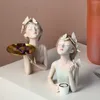 Northeuins Butterfly Girl Resin Sculpture Характер Модель Ваза Современное хранение Статуи для дома Гостиная Настольный декор Аксессуары 210804