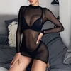 Dorywczo Suknie Sexy Kobiety Sukienka Plażowa Siatka Kostium Kąpielowy Pokrywa Sheer Bikini Vestido Swimwear Clubwear Robe Saida De Praia Zobacz