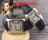 Casual Women Men Men Square Roman Dial Watches Fashion Dress Słynny designerski skórzany pasek kwarcowy Prezent Prezent2230