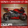 OEM Bodys för Honda CBR 600 RR CC F5 600CC Röd Svart 2007 2008 Bodywork 70NO.126 CBR600 RR CBR 600RR 600F5 CBR600RR 07 08 CBR600F5 2007-2008 Injektionsformfee