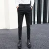 Herrbyxor 2021 senaste brittiska stilen svart smal passformen mager kostym byxa formella långa byxor manliga kvalitet sträcka casual män