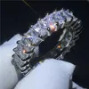 Valuable Eternity Band Promise ring 925 Sterling silver Bijou AAAAA cz Engagement Wedding Rings for women Men Party Jewelry Gift X0715