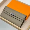 2024 Dames Portemonnee Clutch Bag Handtas Portemonnee Klassiek Brief Gestempeld Slot Lange Portefeuilles Envelop Billfold Echt Lederen Handtassen Kaart Ho316w