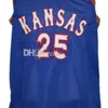 Nikivip Danny Manning #25 Kansas Jayhawks Ku College 레트로 농구 저지 남자 스티치 커스텀 숫자 이름 유니폼