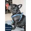 Blue Velvet Dog Harness Basic Dog Leash Adjustable Buckle Cotton Fabric for Dog or Cat 210712