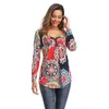 Womens Tops And Blouses O-neck Print Casual Long Sleeve Boho Clothing Women Plus Size Fashions Floral Blouse Shirts 210603